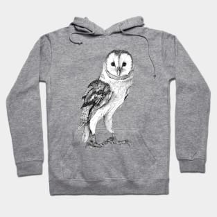 Barn Owl - Drawing In Black Pen Hoodie